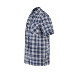 Blouse katoen korte mouw Farsund blauw/wit/bruin