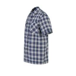 Blouse katoen korte mouw Farsund blauw/wit/bruin