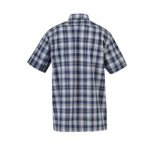 Blouse katoen korte mouw Farsund blauw/wit/bruin