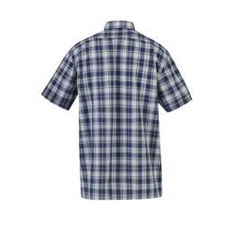 Blouse katoen korte mouw Farsund blauw/wit/bruin