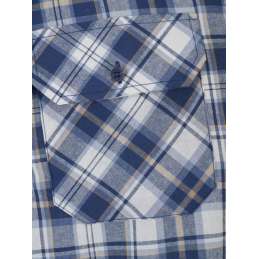 Blouse katoen korte mouw Farsund blauw/wit/bruin