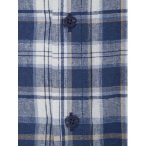 Blouse katoen korte mouw Farsund blauw/wit/bruin