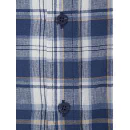 Blouse katoen korte mouw Farsund blauw/wit/bruin