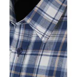 Blouse katoen korte mouw Farsund blauw/wit/bruin