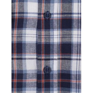 Blouse katoen korte mouw Farsund blauw/rood/wit
