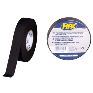 Kabelbeschermingstape linnen zwart 19mm x 25 mtr