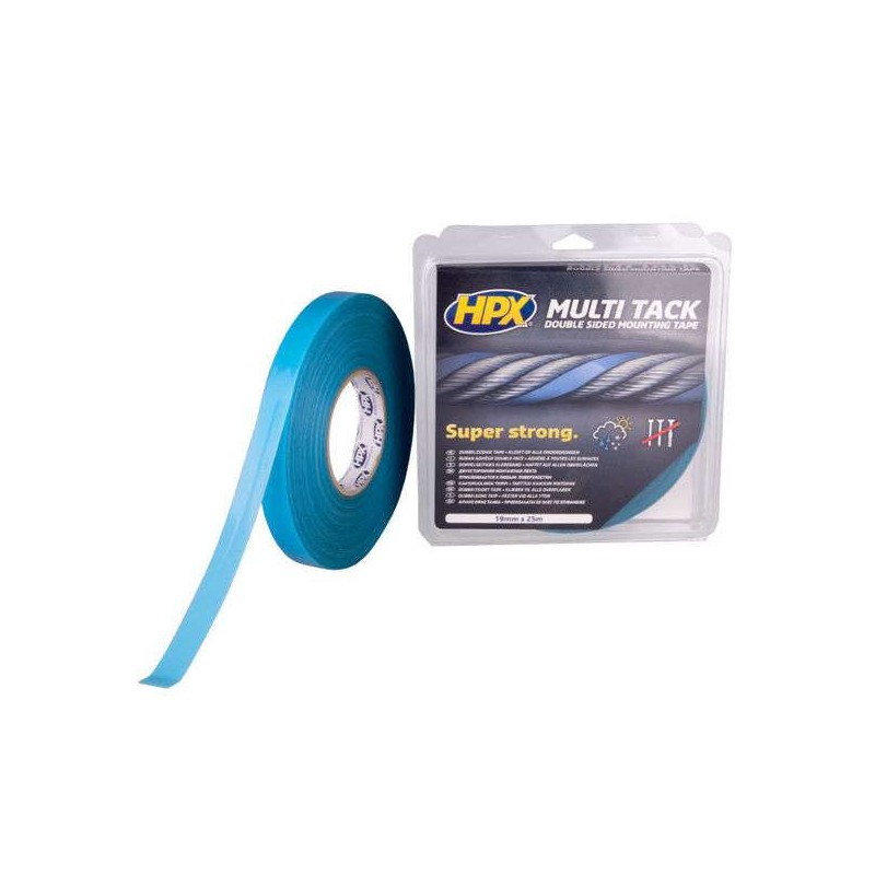 Dubbelzijdige Multi-tack tape semi-transparant 19mm x 25m