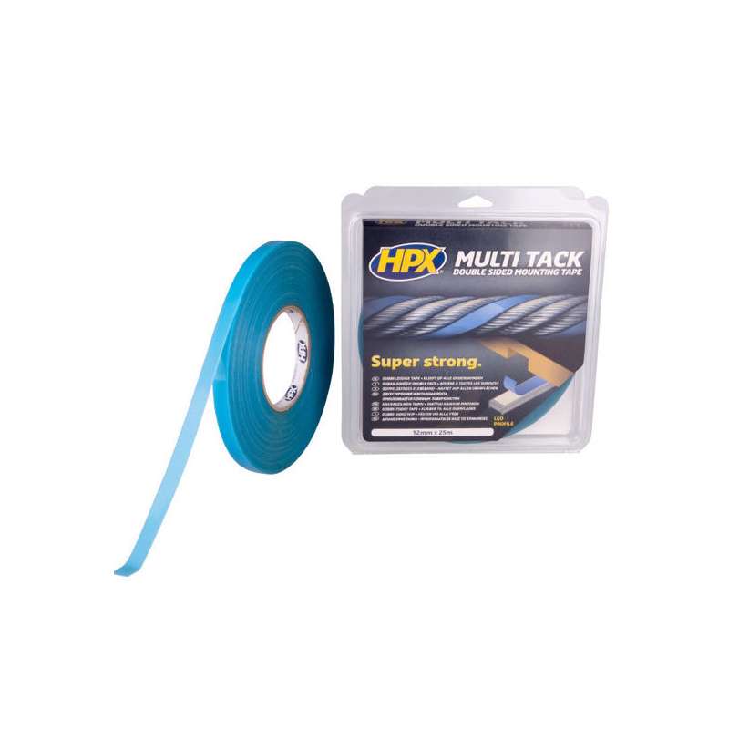 Dubbelzijdige Multi-tack tape semi-transparant 12mm x 25m