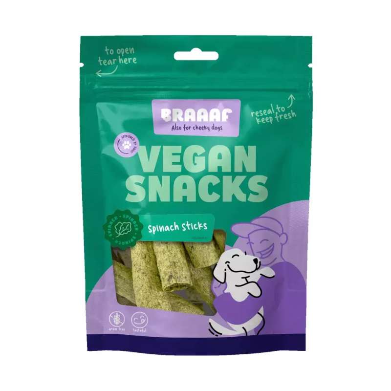 Braaaf Vegan hondensnack Spinazie Stick 6 cm