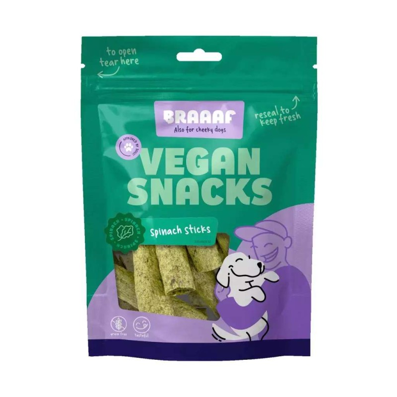 Braaaf Vegan hondensnack Spinazie Stick 6 cm
