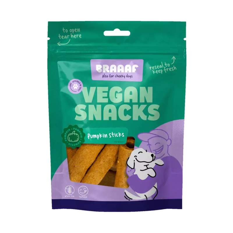 Braaaf Vegan hondensnack Pompoen Stick 6 cm