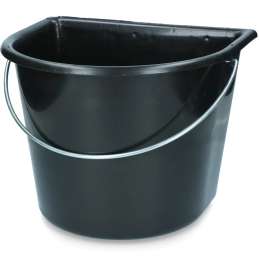 Voerbak met vlakke kant en hengsel zwart 15 liter