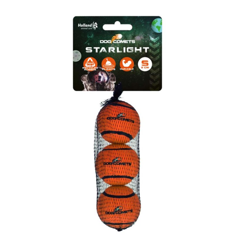 Dog Comets tennisbal starlight S oranje 3-pack