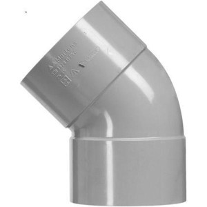 PVC bocht 125mm 2xlm 45 graden grijs